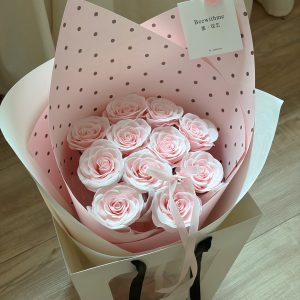Pink Polka Dots roses ( Soap Flower )